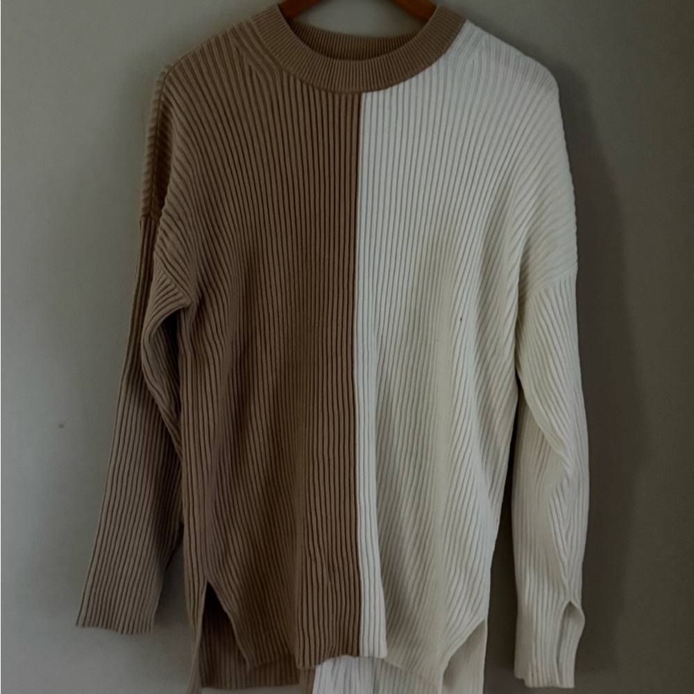 Abercrombie & Fitch Men's Crewneck Sweater in Brown and Cream